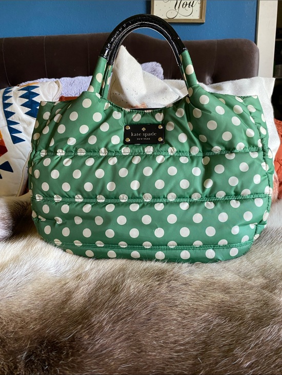 kate spade Handbags - kate spade Green and White Polka Dot Quilted Tote